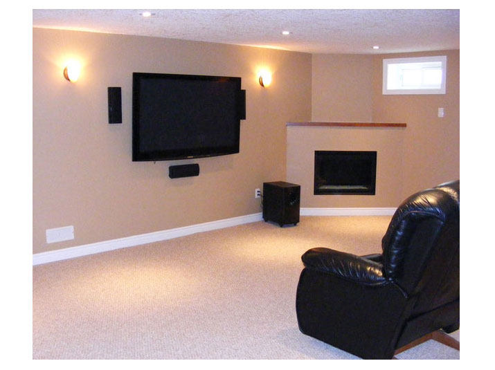 Gas fireplace in basement living room