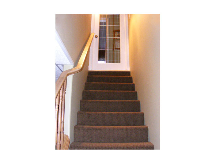 Berber carpet installed for basement stairs