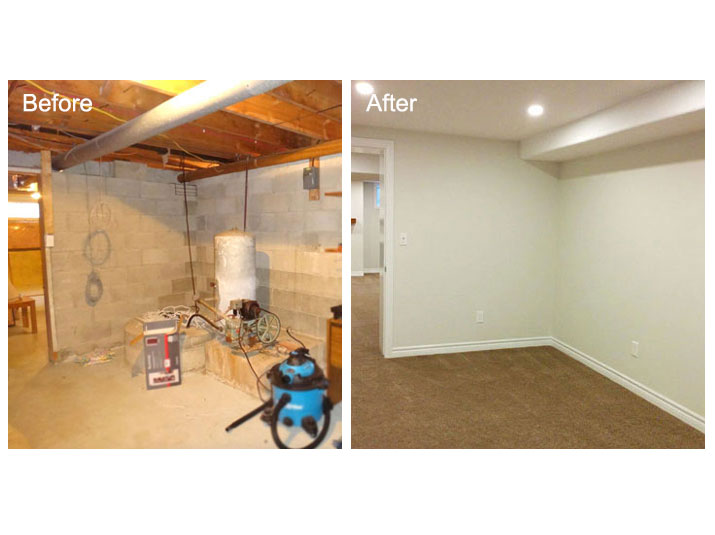 Before and after basement office