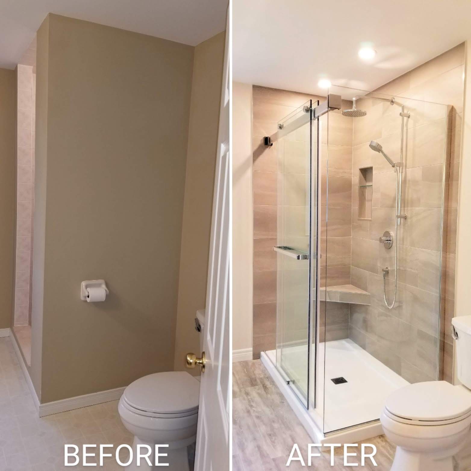 Before and after shower renovation by Germano Creative Interior Contracting Ltd.
