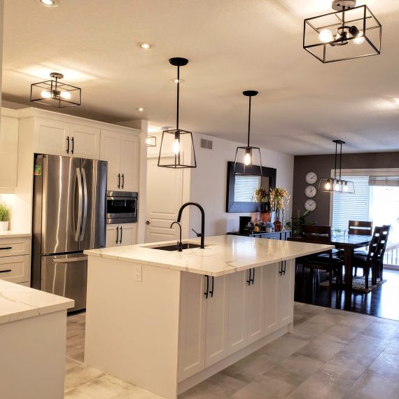 White on white kitchen remodel by Germano Creative Interior Contracting Ltd.