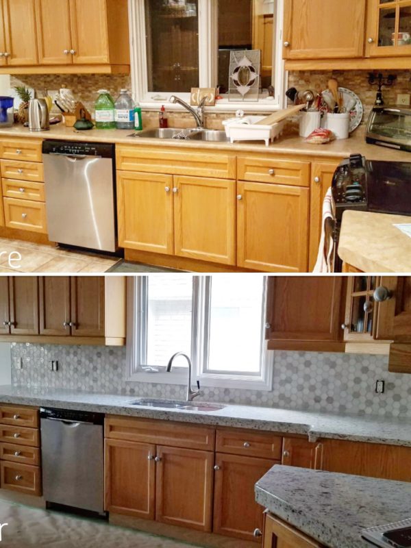 Before and After Kitchen Backsplash and Countertops