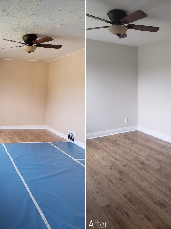 Before and After Living room dividing wall