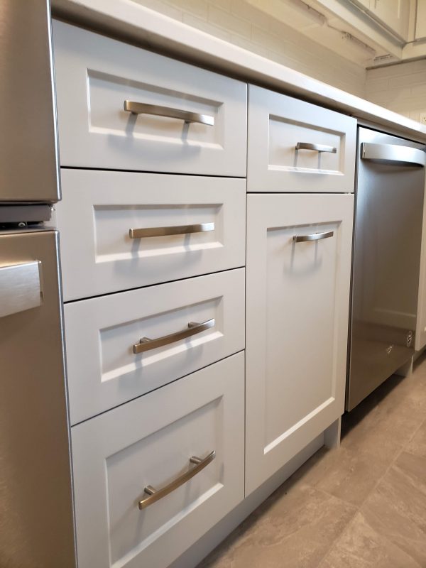 White shaker style cabinets