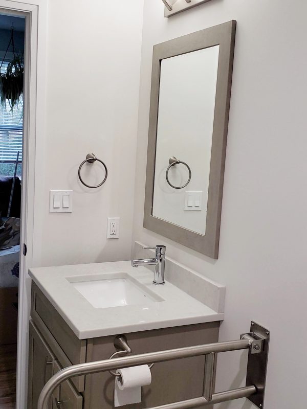 Matching vanity mirror frame