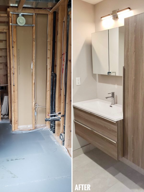 Before and After 3 piece washroom