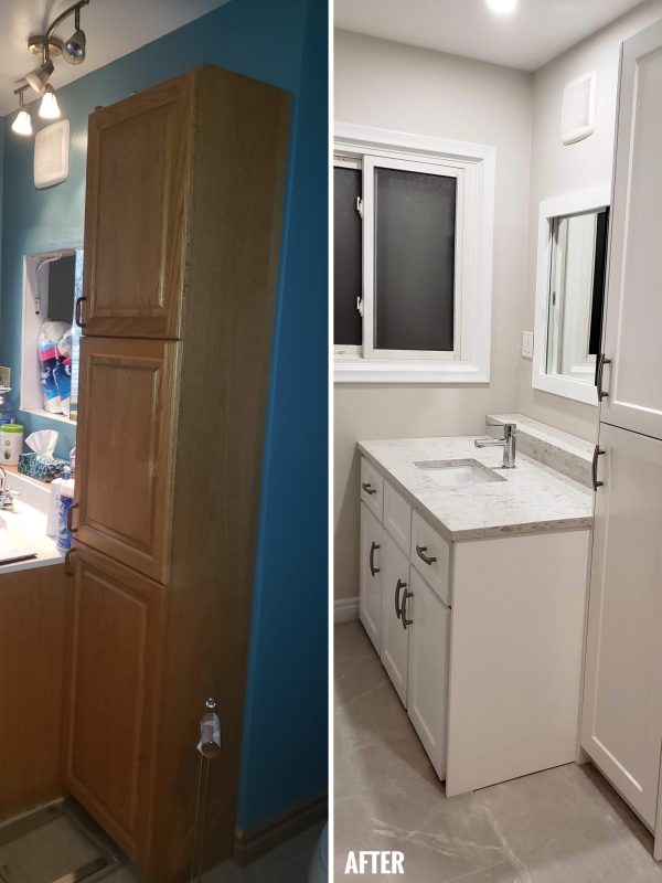 Before and After bathroom reface