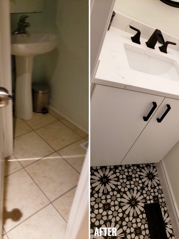 Before and After powder room renovation