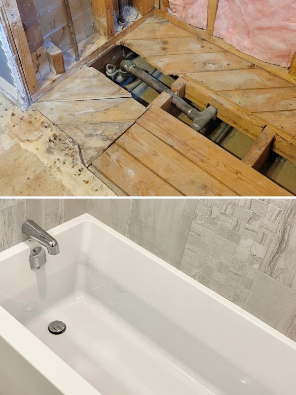 Before and After Bathtub area