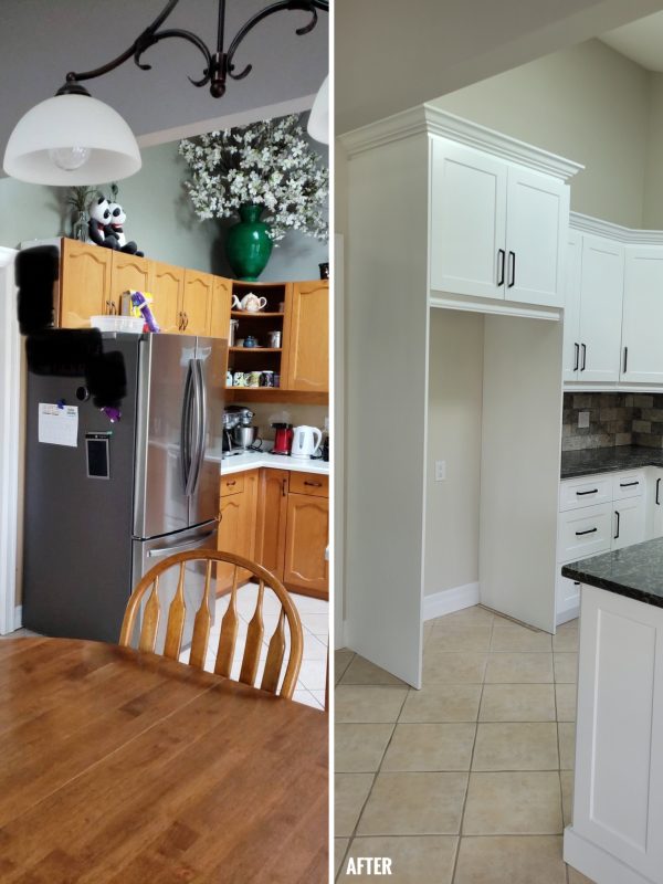 Before and after fridge area