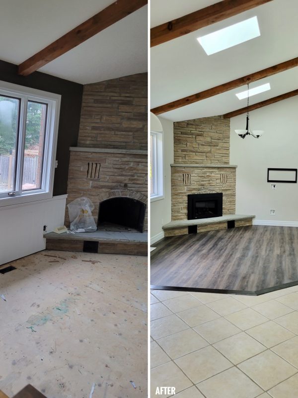 Before and after living room