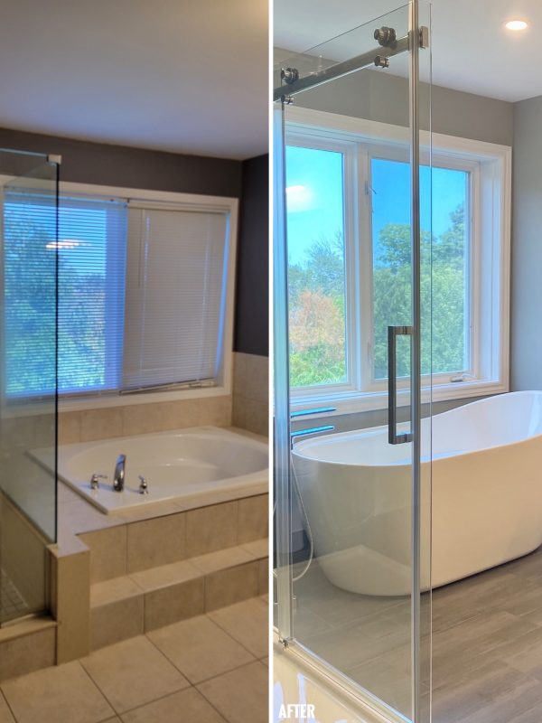 Before and after freestanding bathtub