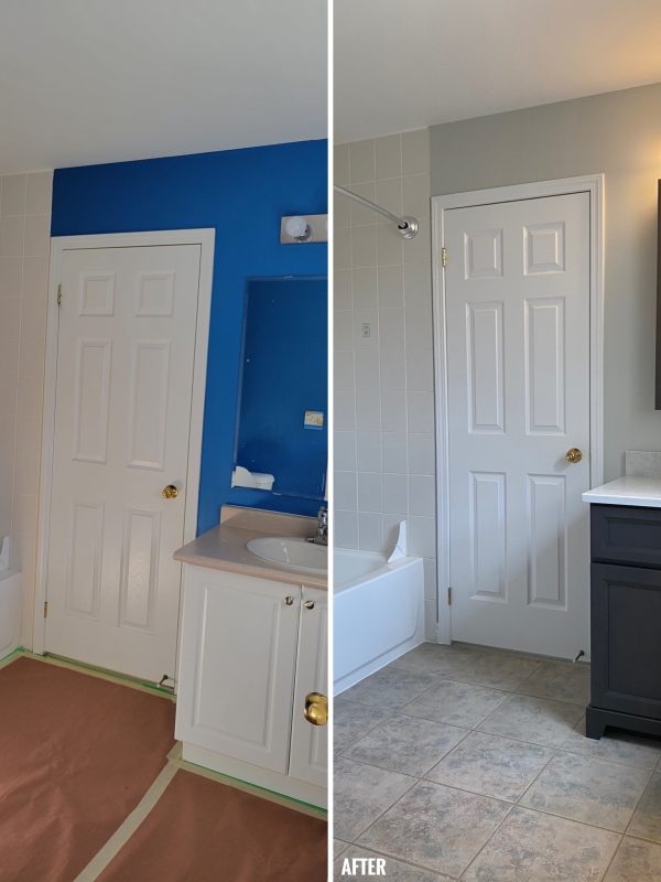 Before and after main washroom upgrades