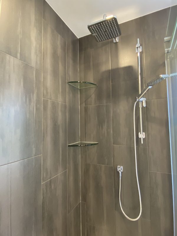Rain shower system with handheld slide bar in chrome