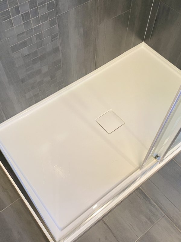 Acrylic shower base was installed