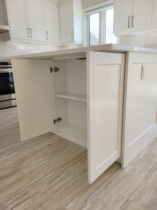 Cabinet and shelving in back of island