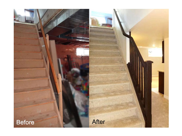 Before & after basement staircase