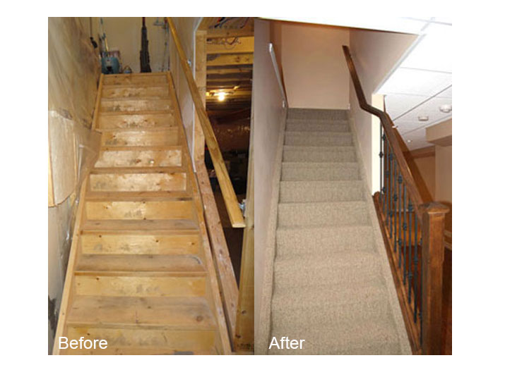 Before & after basement stairs