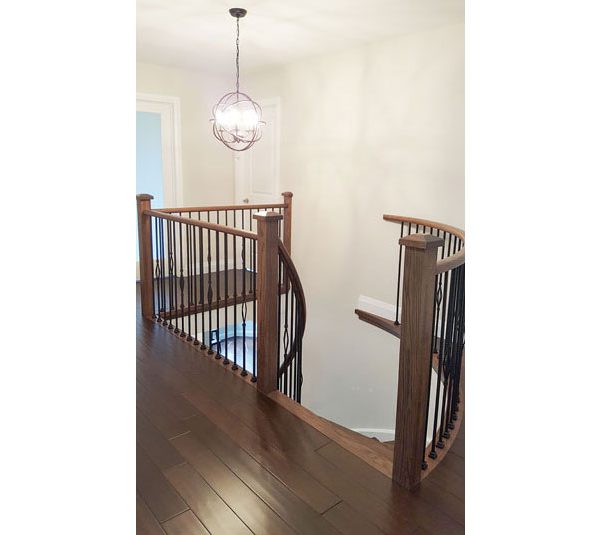 Oak railing with iron spindles