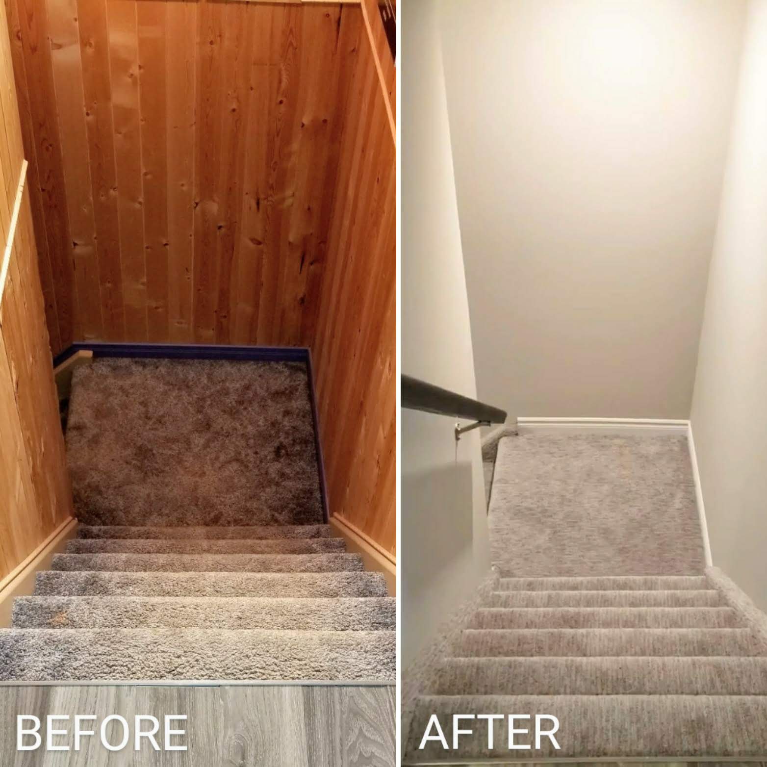 Before and after renovating basement staircase by Germano Creative Interior Contracting Ltd.