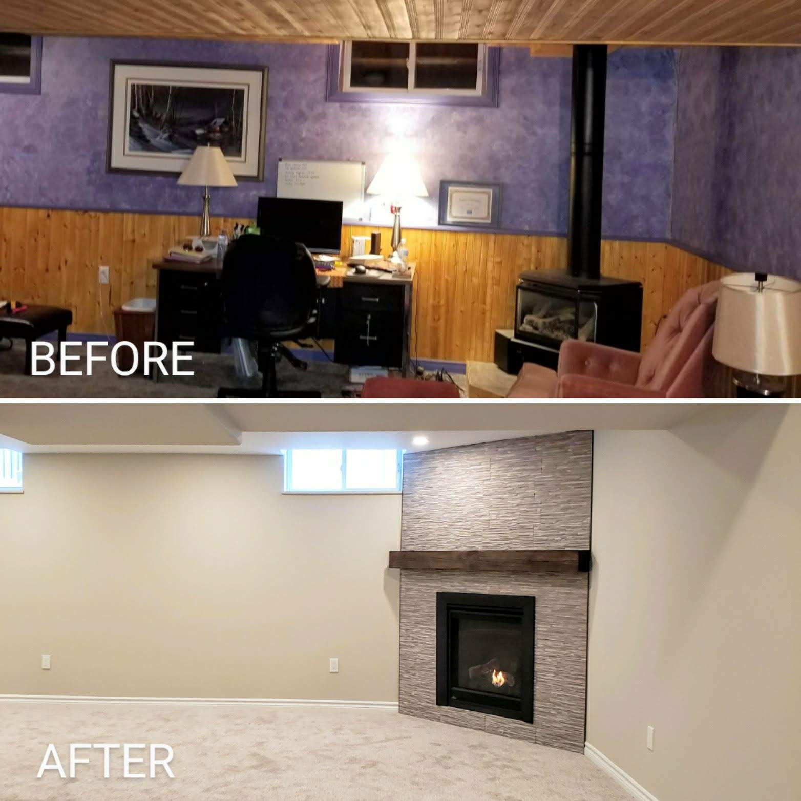 Before and after basement renovation by Germano Creative Interior Contracting Ltd.