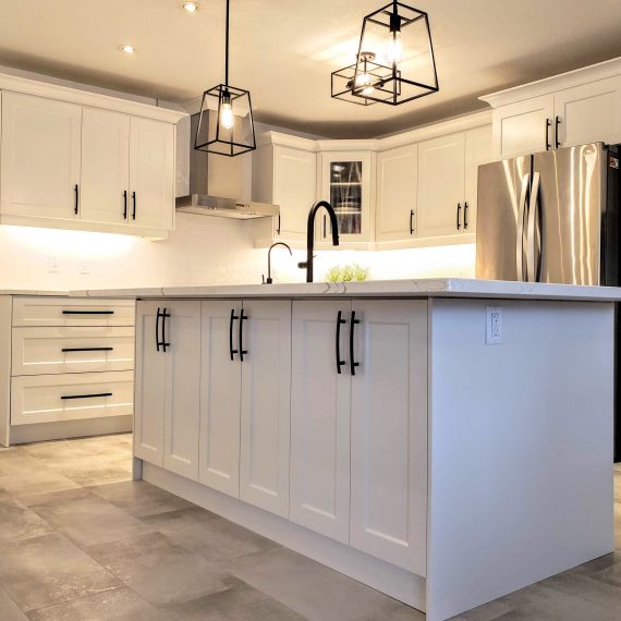White on white kitchen remodel by Germano Creative Interior Contracting Ltd.