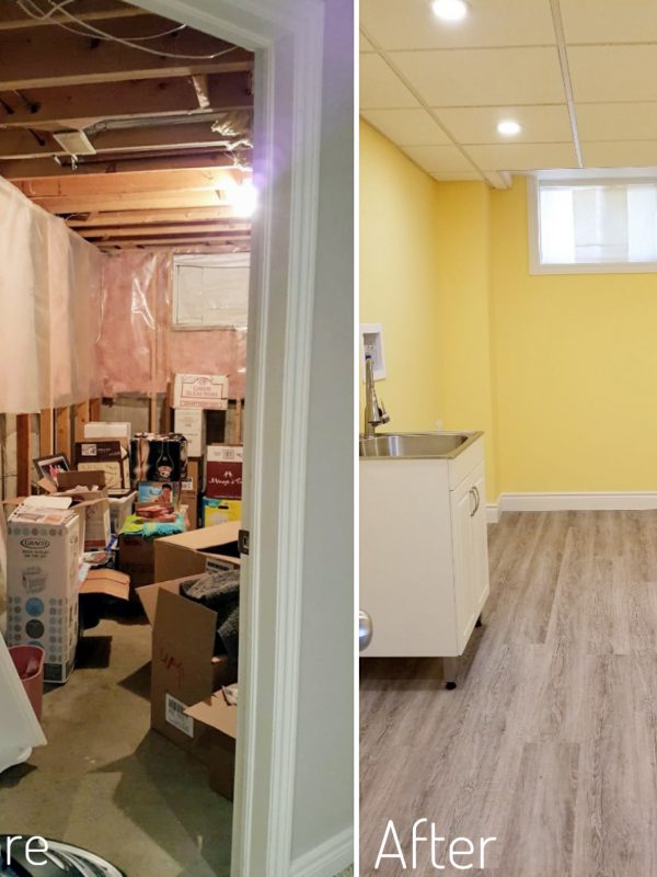 Before and After Basement Laundry Room