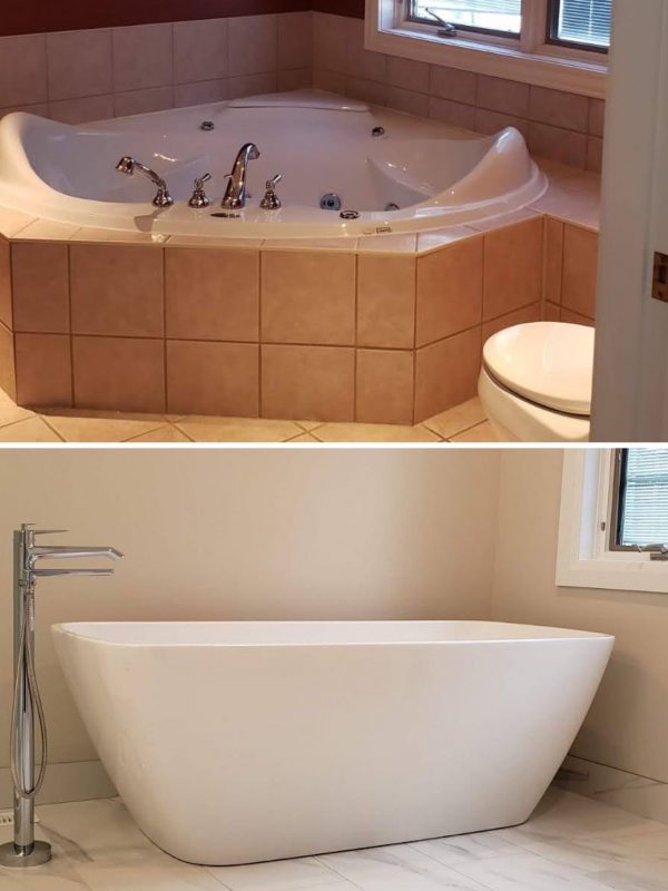 Before and After Ensuite bathtub