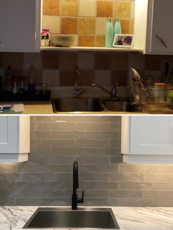 Before and After kitchen backsplash