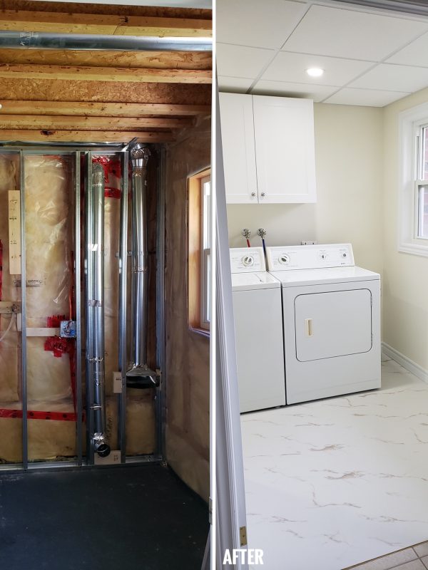 Before and After laundry room renovation