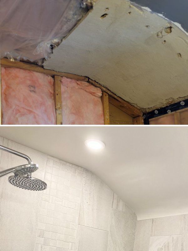 Before and After shower ceiling