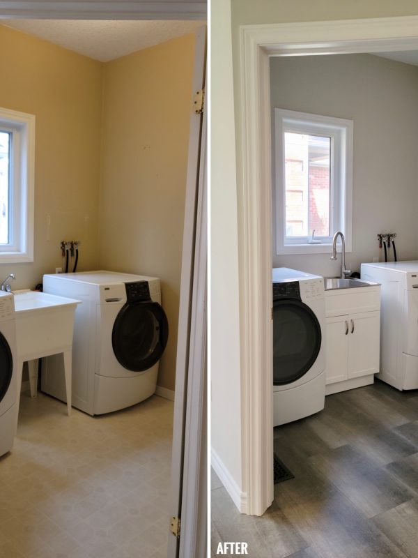 Before and after laundry room renovation
