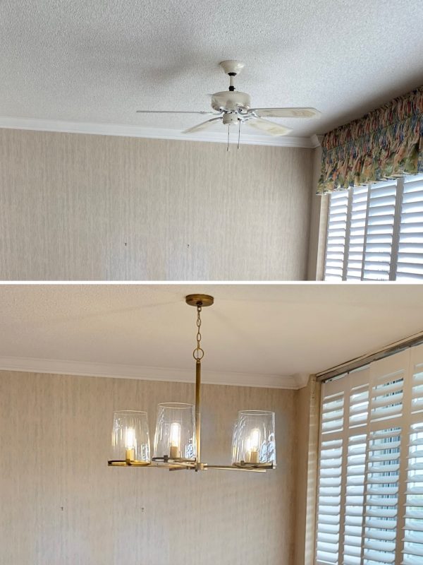 Before and after dining room ceiling fixture