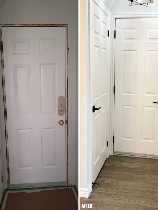 Before and after door hardware
