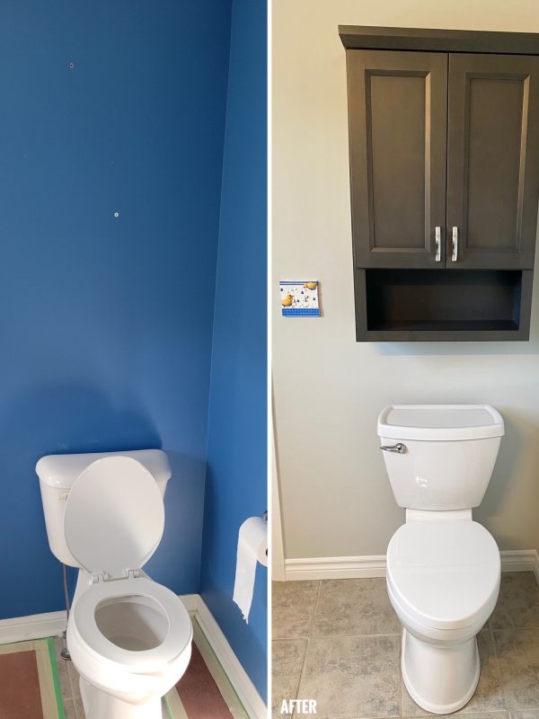 Before and after main washroom toilet