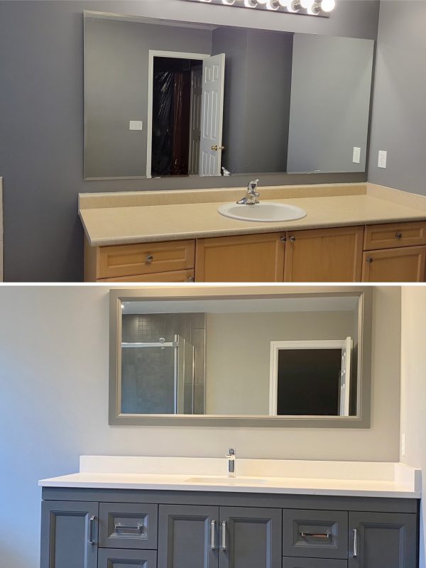 Before and after ensuite vanity