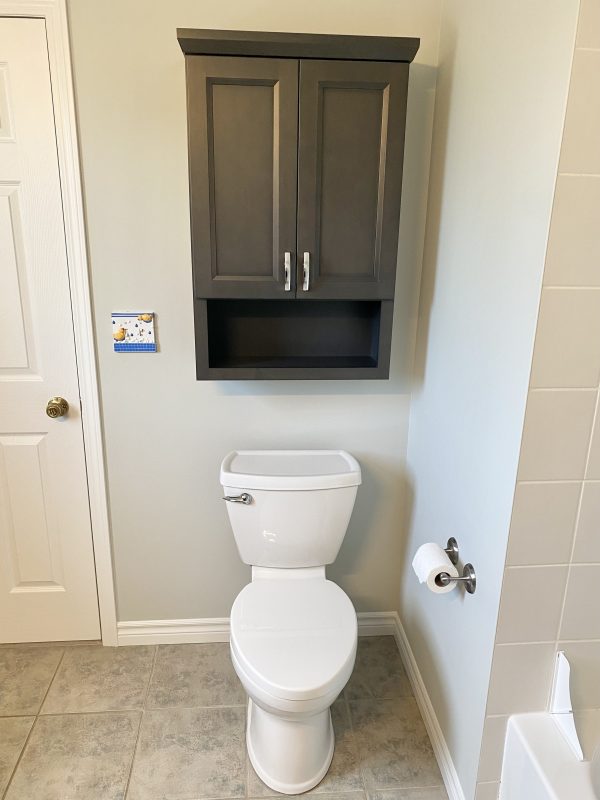 New toilet installed with an OTJ cabinet
