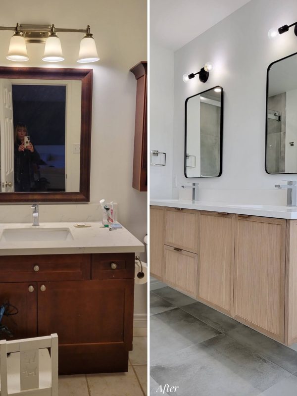 Before and after ensuite vanity