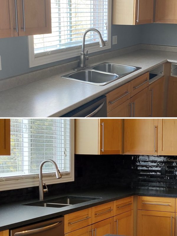 Before and after kitchen sink and faucet