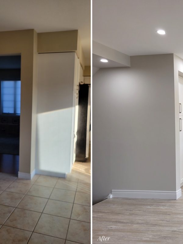 Before and after living room doorway