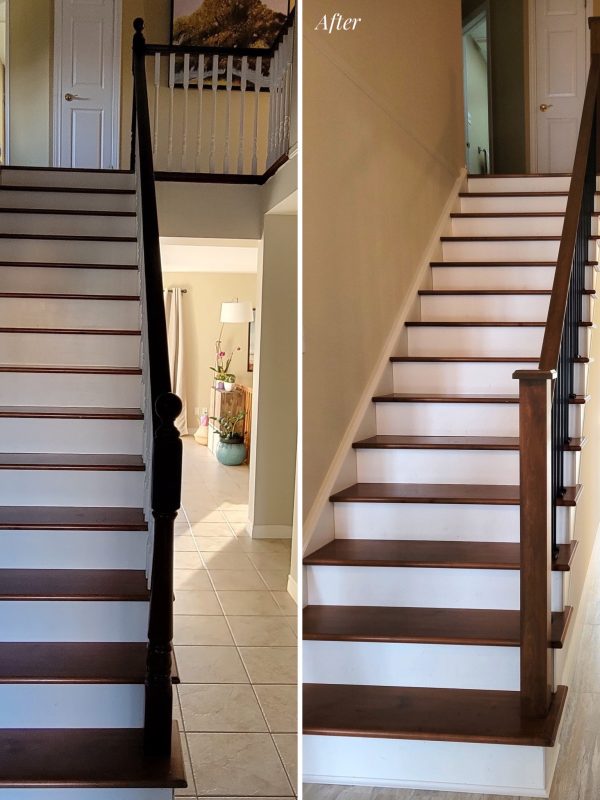 Before and after staircase going up