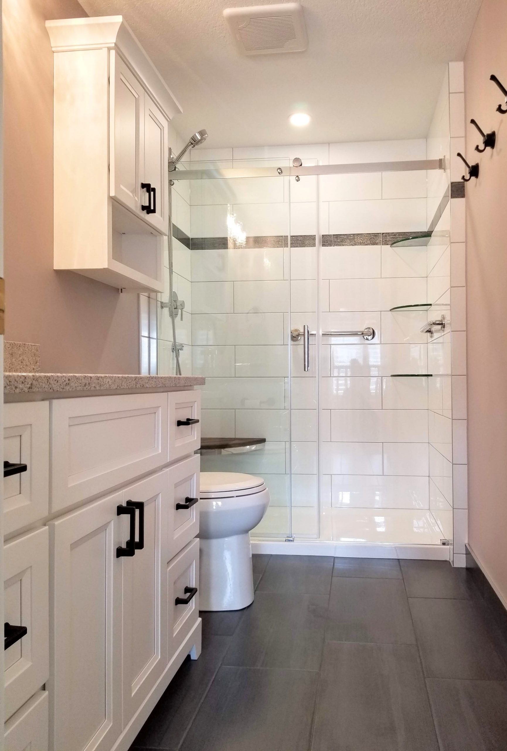Dark grey floor tiles