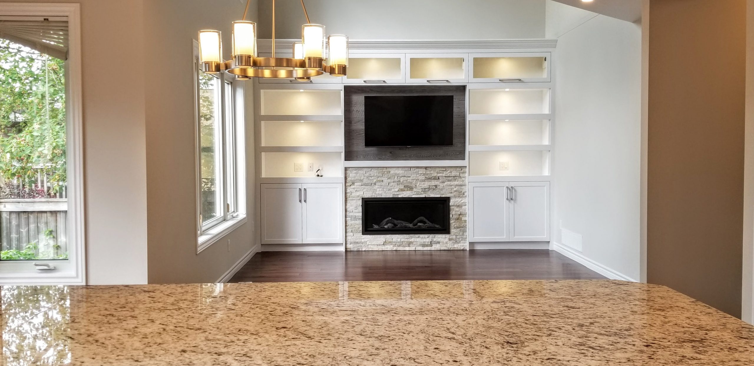 White entertainment unit installed