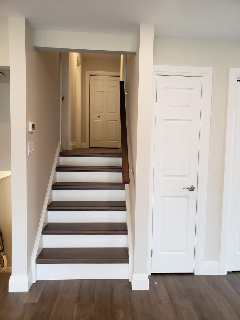 Staircase recapped with engineered hardwood flooring