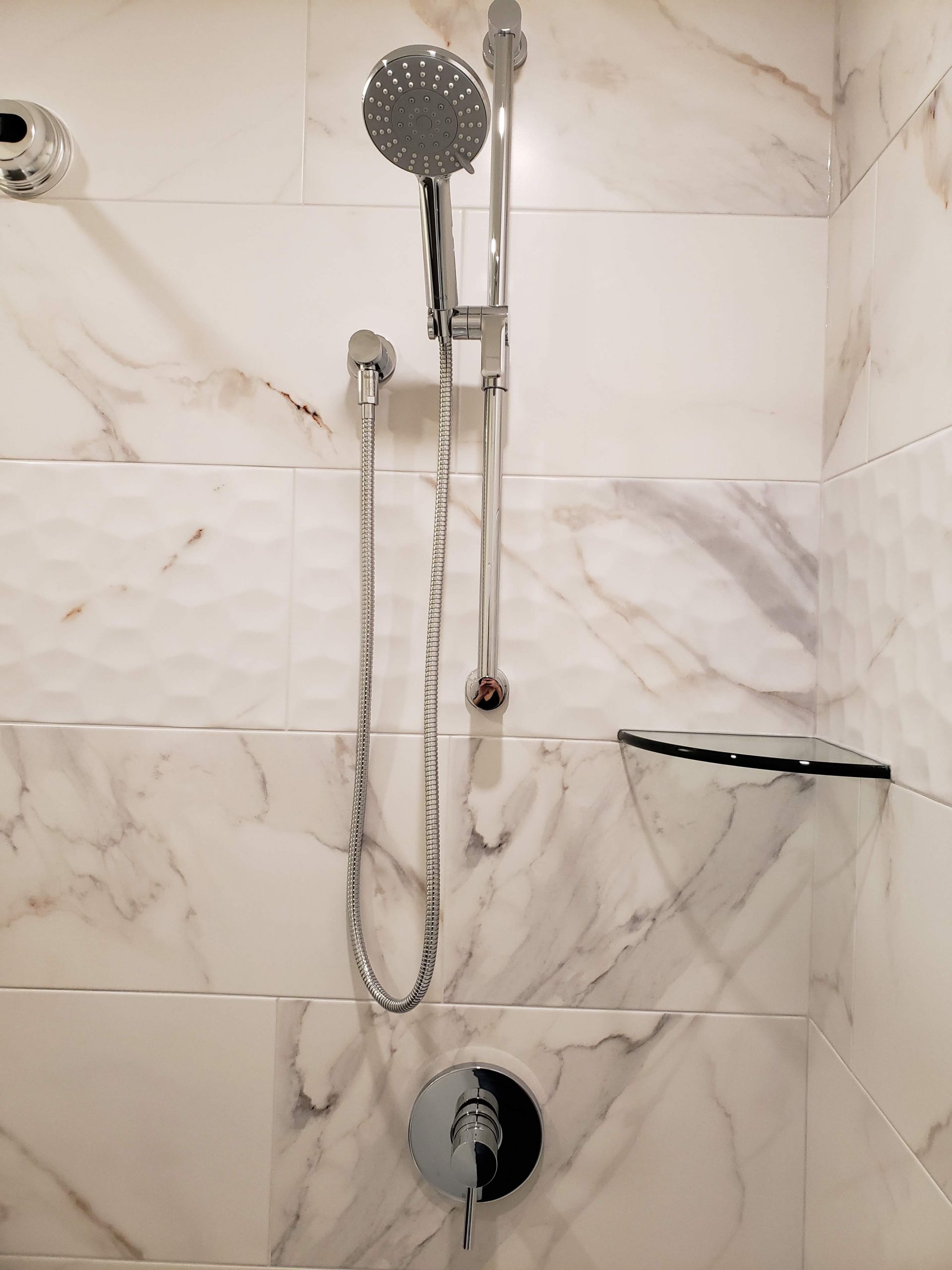 Glass corner shower shelves