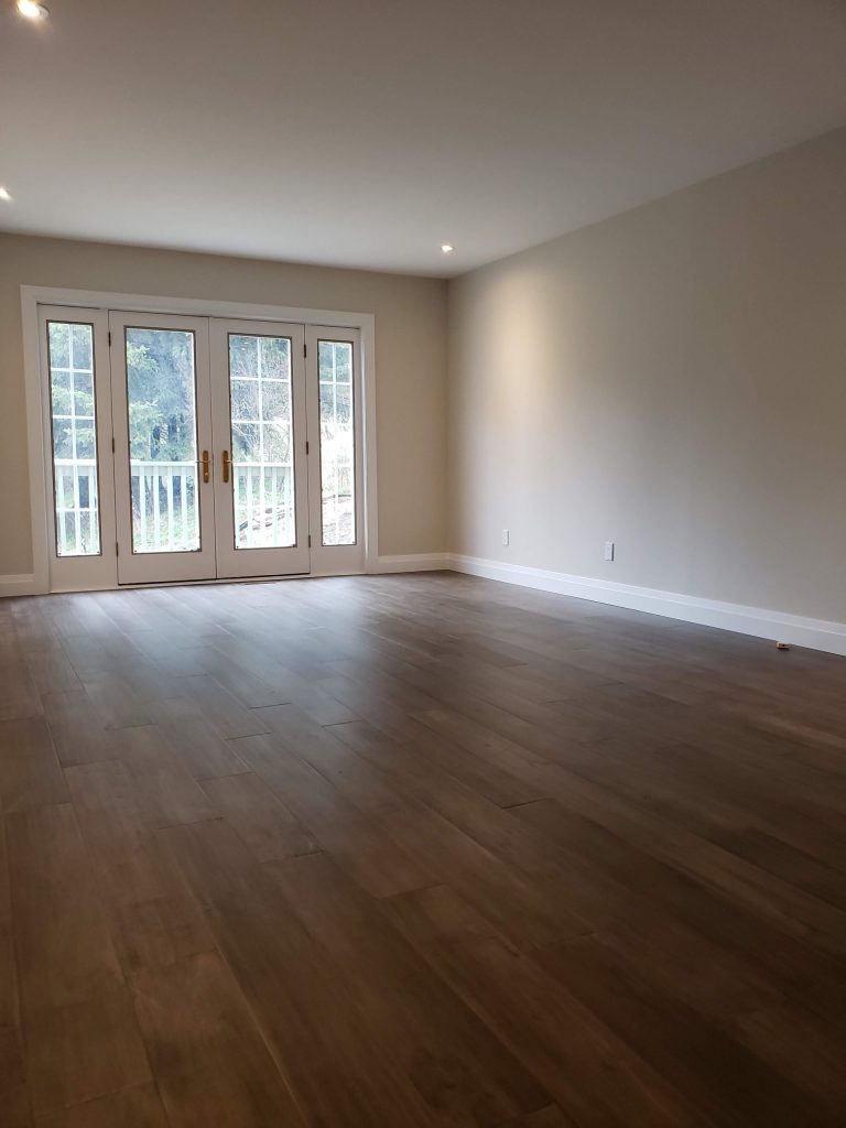 Engineered hardwood flooring installed