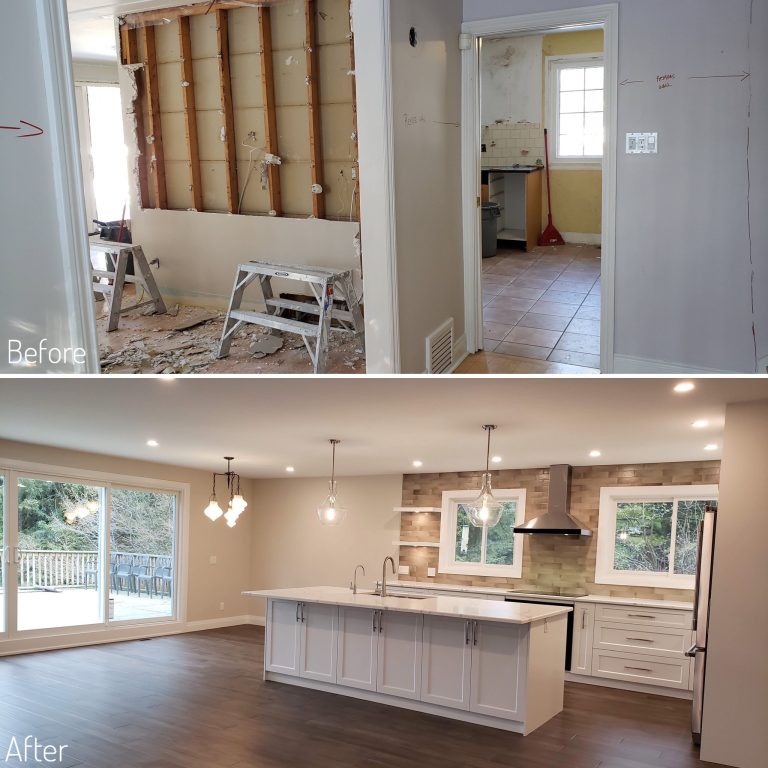 Before and After dividing wall removal