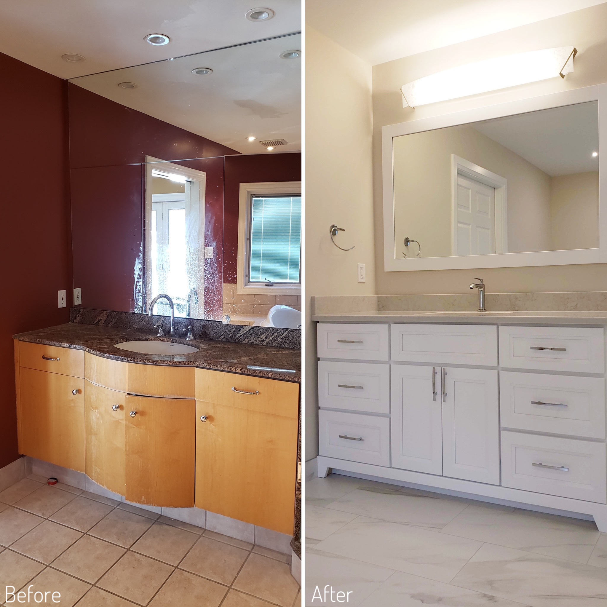 Before and After Ensuite bathroom vanity