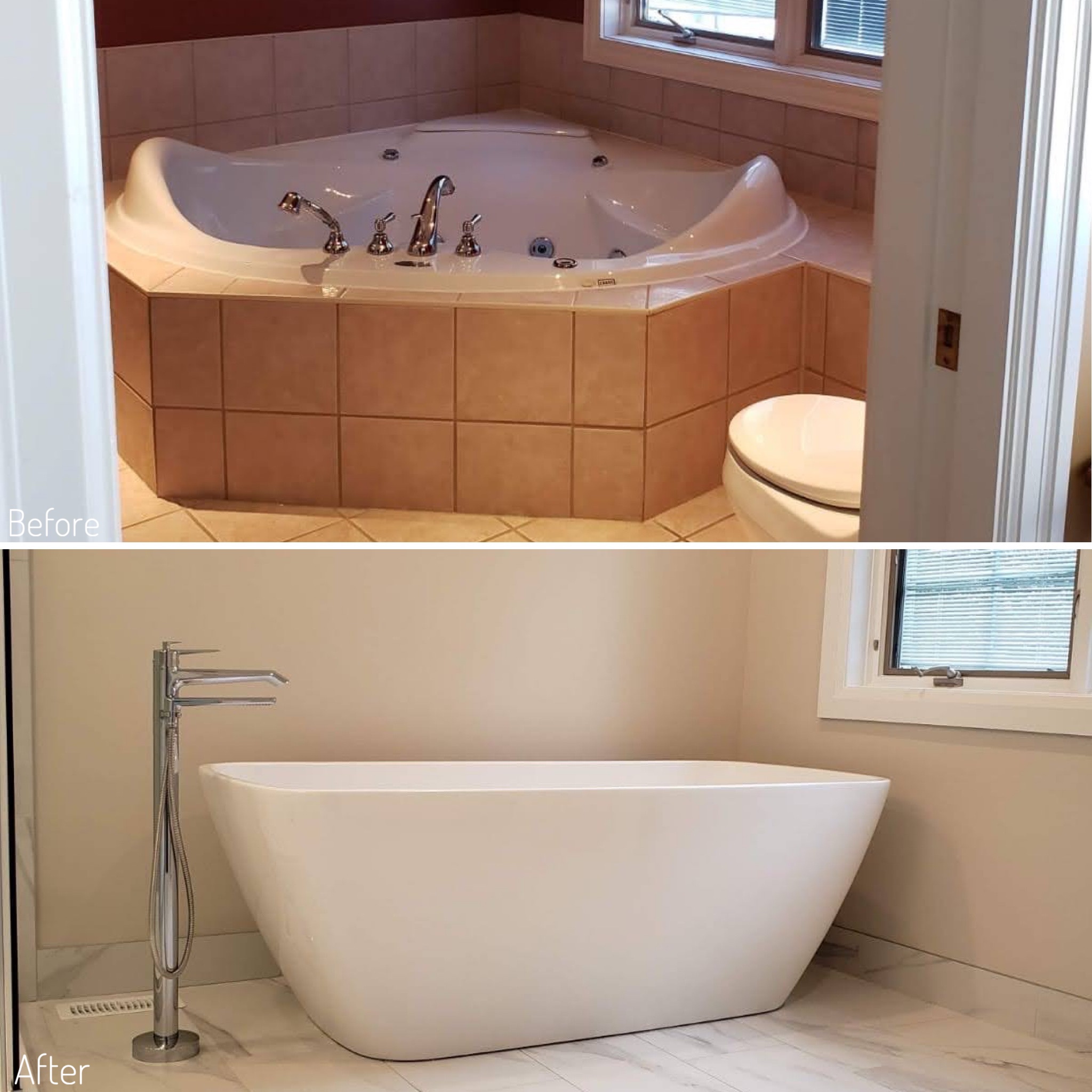 Before and After Ensuite bathtub