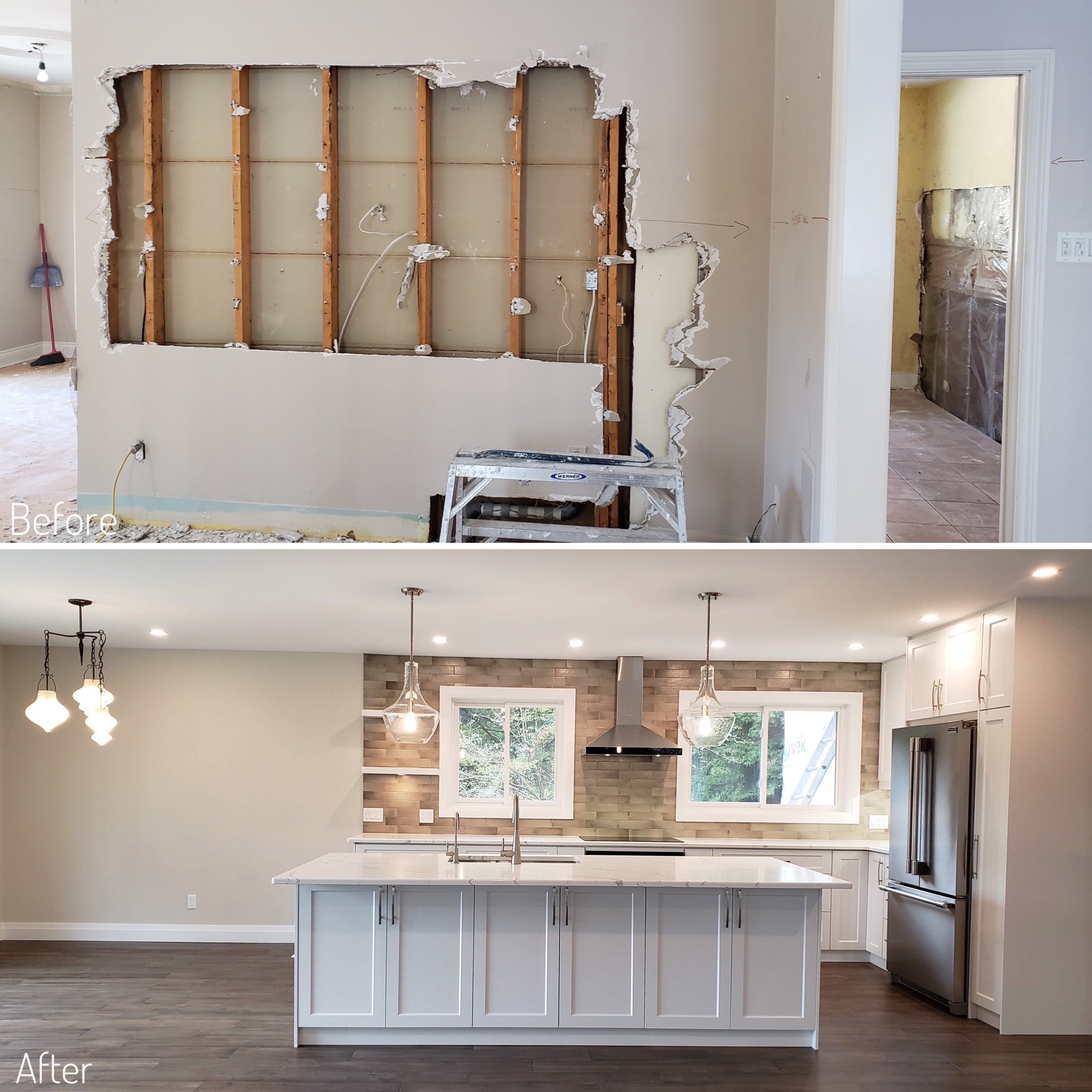 Before and After Dividing wall removal